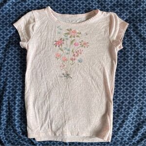 Sonoma Cotton Soft Pink Floral Tee Girl’s S(5) Short Sleeve